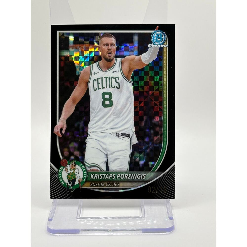 2025-26 Topps Bowman Chrome Kristaps Porzingis Black Xfractor 2/10 SSP Celtics
